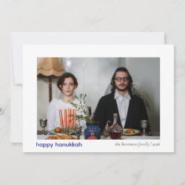 Elegantes Minimalistisch Happy Hanukkah Familie 1  Feiertagskarte