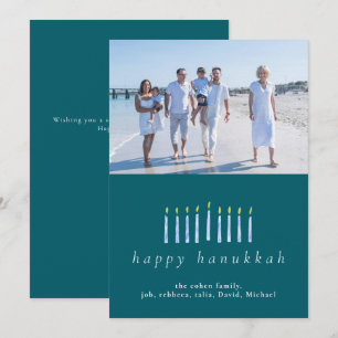 Elegantes Minimalistisch Happy Hanukkah Familie 1 Feiertagskarte