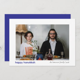 Elegantes Minimalistisch Happy Hanukkah Familie 1  Feiertagskarte