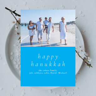 Elegantes Minimalistisch Happy Hanukkah Familie 1  Feiertagskarte