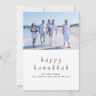 Elegantes Minimalistisch Happy Hanukkah Familie 1 Feiertagskarte