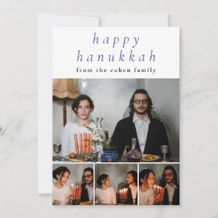Elegantes Minimalistisch Happy Hanukkah Familie 4  Feiertagskarte