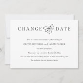 Elegantes Minimalistisch| Hochzeit ändern Datum Einladung (Vorderseite)