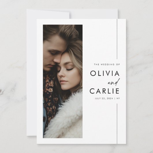 Elegantes Minimalistisch Hochzeitsstil 3 Foto Einladung (Vorderseite)