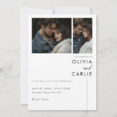 Elegantes Minimalistisch Hochzeitsstil 3 Foto Einladung (Rückseite)