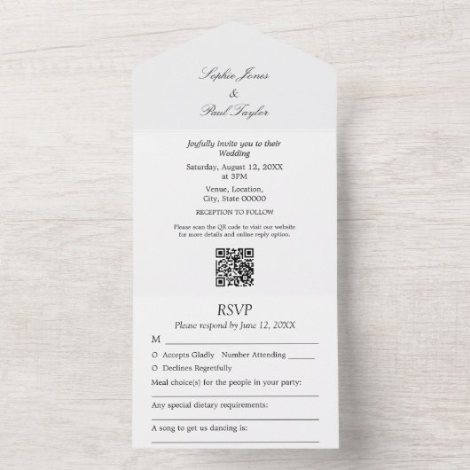 Elegantes Minimalistisch in einer Hochzeit All In One Einladung (Innen Boden)