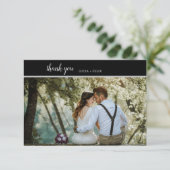 Elegantes Minimalistisch Line Typografy Foto Dankeskarte (Stehend Vorderseite)