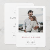 Elegantes Minimalistisch Modernes Rose Gold Foto Save The Date (Vorne/Hinten)