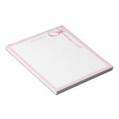 Elegantes Minimalistisch rosa Bow Monogramm Notizblock (angewinkelt)