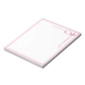 Elegantes Minimalistisch rosa Bow Monogramm Notizblock (Rotiert)