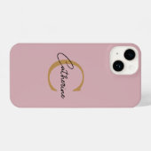 Elegantes Minimalistisch-Rosa- und Gold-Script-Mon iPhone Hülle (Rückseite (Horizontal))