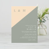Elegantes Minimalistisch Sage Green Cream Wedding Einladung (Stehend Vorderseite)