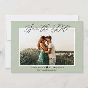 Elegantes Minimalistisch Sage Green Foto  Save The Date