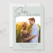 Elegantes Minimalistisch Sage Green Foto Save the Magneteinladung (Vorderseite)