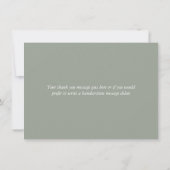 Elegantes Minimalistisch Sage Green Script Heart Dankeskarte (Rückseite)