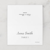Elegantes Minimalistisch Schwarz und Weiß zeitgenö Platzkarte (Außenseite Aufgefaltet)