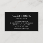 Elegantes Minimalistisch Schwarz & Weiß Beruflich Visitenkarte (Rückseite)