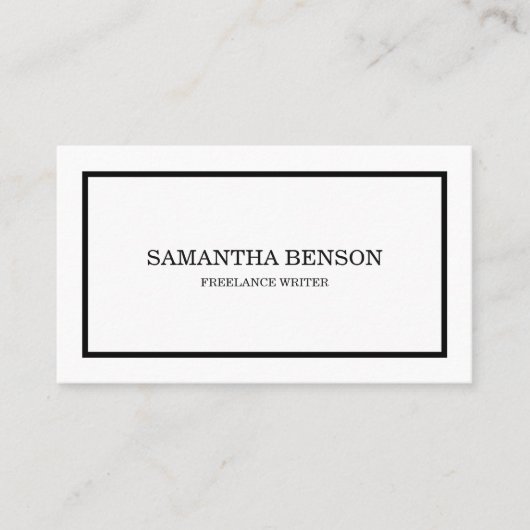 Elegantes Minimalistisch Schwarz & Weiß Beruflich Visitenkarte (Vorderseite)