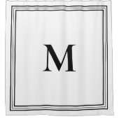 Elegantes Minimalistisch Schwarz-Weiß-Monogramm Duschvorhang (Vorderseite)
