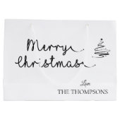 Elegantes Minimalistisch Schwarzes & Weiß Frohe We Große Geschenktüte (Rückseite)