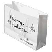 Elegantes Minimalistisch Schwarzes & Weiß Frohe We Große Geschenktüte (Vorderseite Schrägansicht)