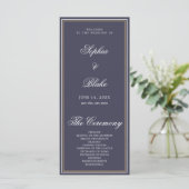Elegantes Minimalistisch Slate Gray Wedding Progra (Stehend Vorderseite)