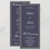 Elegantes Minimalistisch Slate Gray Wedding Progra (Vorne/Hinten)