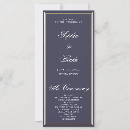 Elegantes Minimalistisch Slate Gray Wedding Progra (Vorderseite)