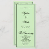 Elegantes Minimalistisch Tea Green Wedding Program (Vorne/Hinten)