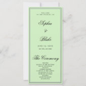Elegantes Minimalistisch Tea Green Wedding Program (Vorderseite)