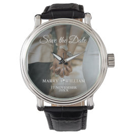 Elegantes Minimalistisch trendy Save the Date Foto Armbanduhr