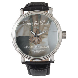 Elegantes Minimalistisch trendy Save the Date Foto Armbanduhr