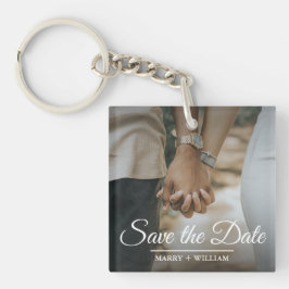 Elegantes Minimalistisch trendy Save the Date Foto Schlüsselanhänger