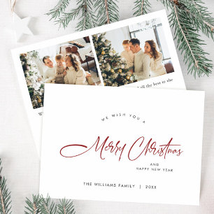 Elegantes Minimalistisches 2 Foto Weihnachtsgrüßen Feiertagskarte