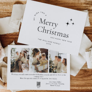 Elegantes Minimalistisches 3 Foto Weihnachtsgrüßen Feiertagskarte