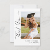 Elegantes Minimalistisches Abschluss 2 Foto Dankeskarte (Vorderseite)