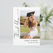 Elegantes Minimalistisches Abschluss 2 Foto Dankeskarte (Stehend Vorderseite)