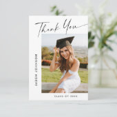 Elegantes Minimalistisches Abschluss 2 Foto Dankeskarte (Stehend Vorderseite)