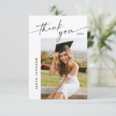 Elegantes Minimalistisches Abschluss 2 Foto Dankeskarte (Stehend Vorderseite)