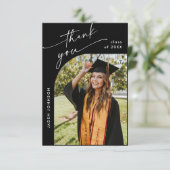 Elegantes Minimalistisches Abschluss One Foto Dankeskarte (Stehend Vorderseite)