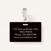 Elegantes, minimalistisches Abzeichen Ausweis (Rückseite mit Klammer)