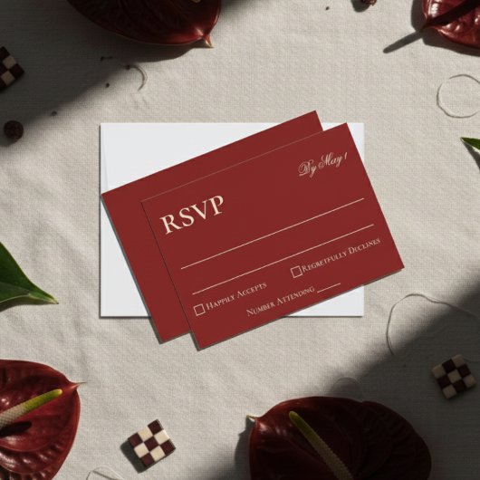 Elegantes Minimalistisches altes Geld kühne Red We RSVP Karte