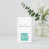 Elegantes Minimalistisches Aqua + Script #Monogram Visitenkarte (Stehend Vorderseite)
