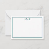 Elegantes Minimalistisches Aquamarines Monogramm Mitteilungskarte (Vorderseite)