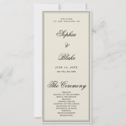 Elegantes Minimalistisches ash Light Wedding Progr (Vorderseite)