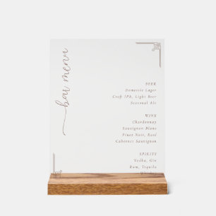 Elegantes Minimalistisches Bar-Menü in Off-White Acrylschild