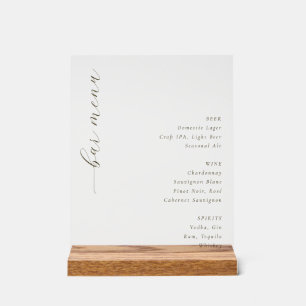 Elegantes Minimalistisches Bar-Menü in Off-White Acrylschild