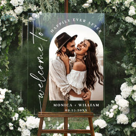 Elegantes Minimalistisches Begrüßungs-Foto Acrylschild