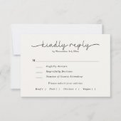 Elegantes Minimalistisches Beige Foto Hochzeit RSVP Karte (Vorderseite)