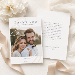 Elegantes Minimalistisches Beige Monogram Wedding  Dankeskarte